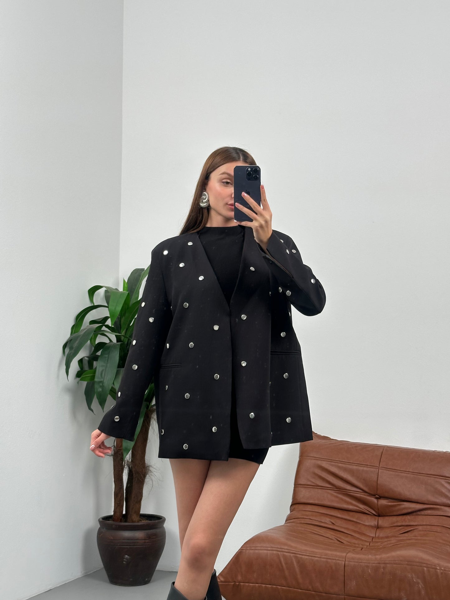 Taşlı blazer ceket