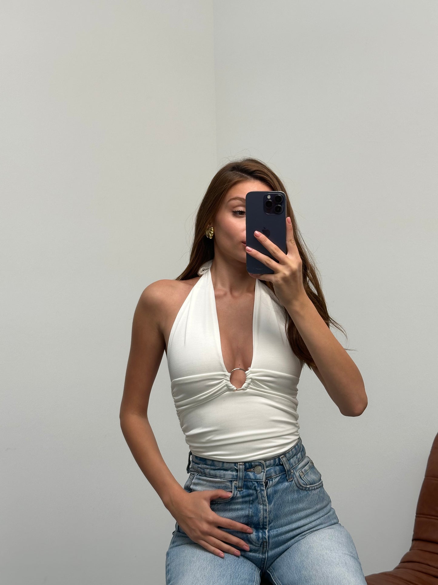 Halter yaka crop