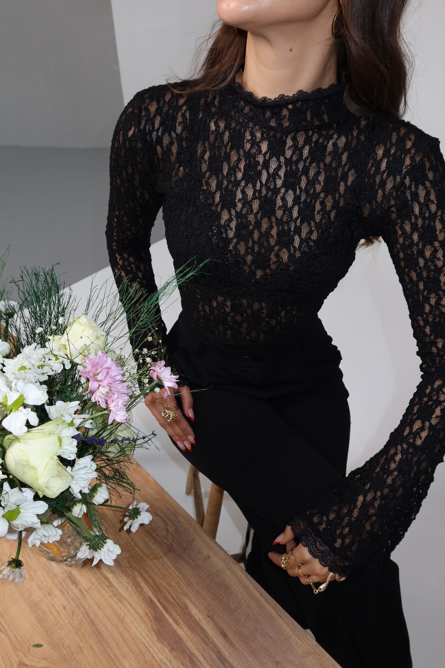 Siyah dantel crop