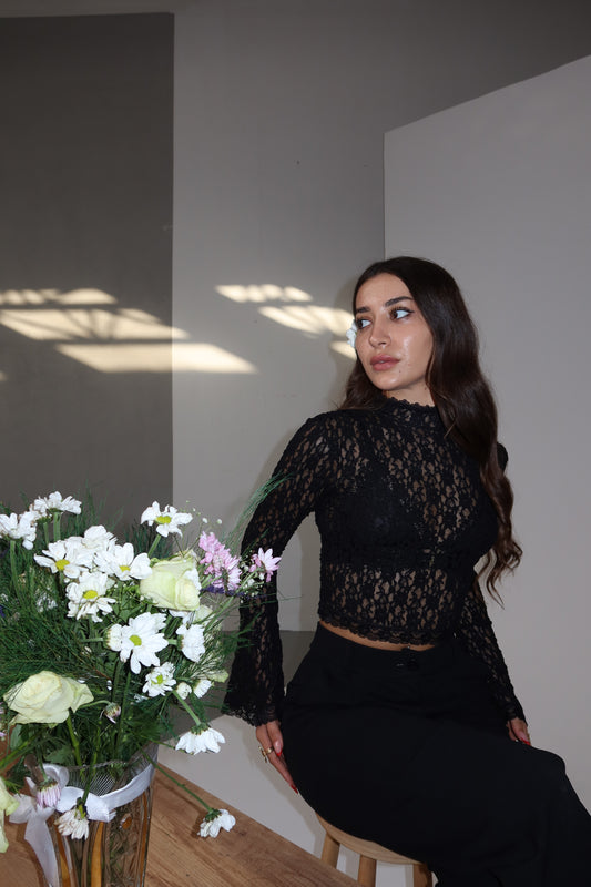 Siyah dantel crop