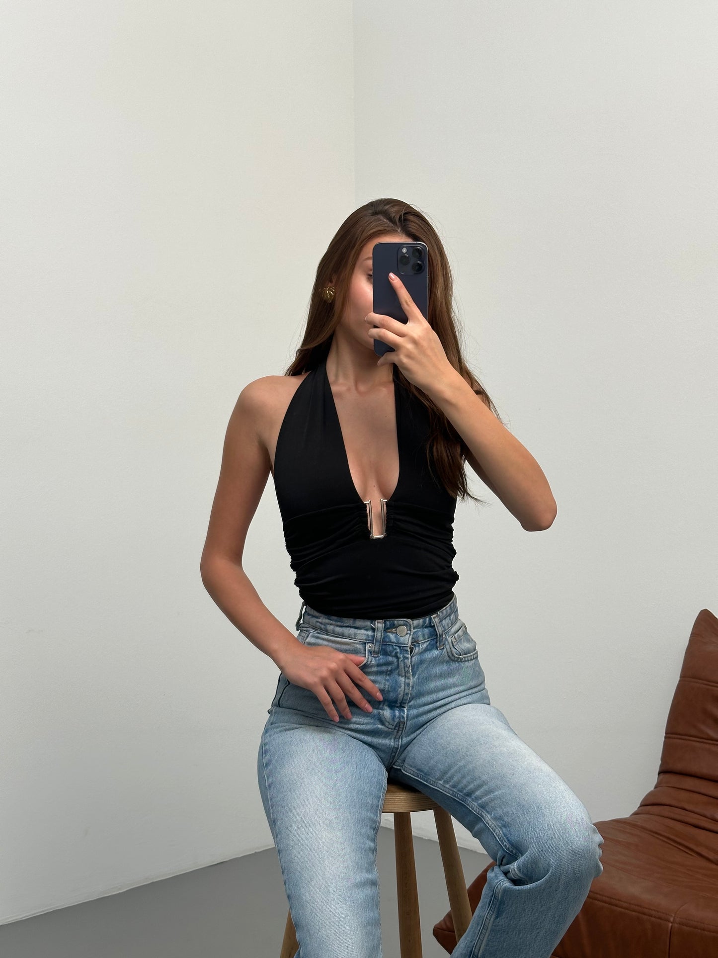 Halter yaka crop
