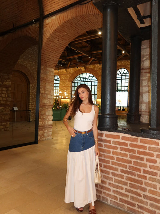 Denim Poplin Etek