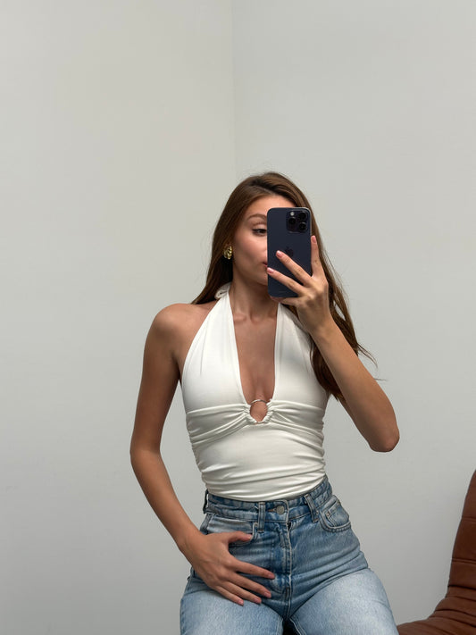 Halter yaka crop